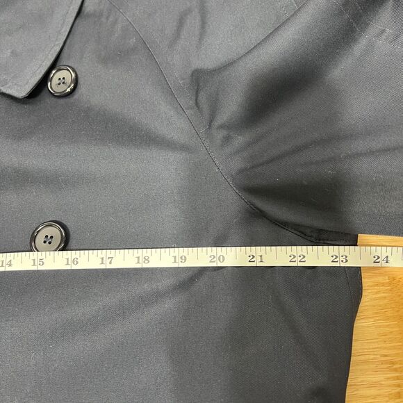 Vintage Burberrys Of London Trench Coat Size 40 Long Navy Blue Belted Pockets - Picture 15 of 16